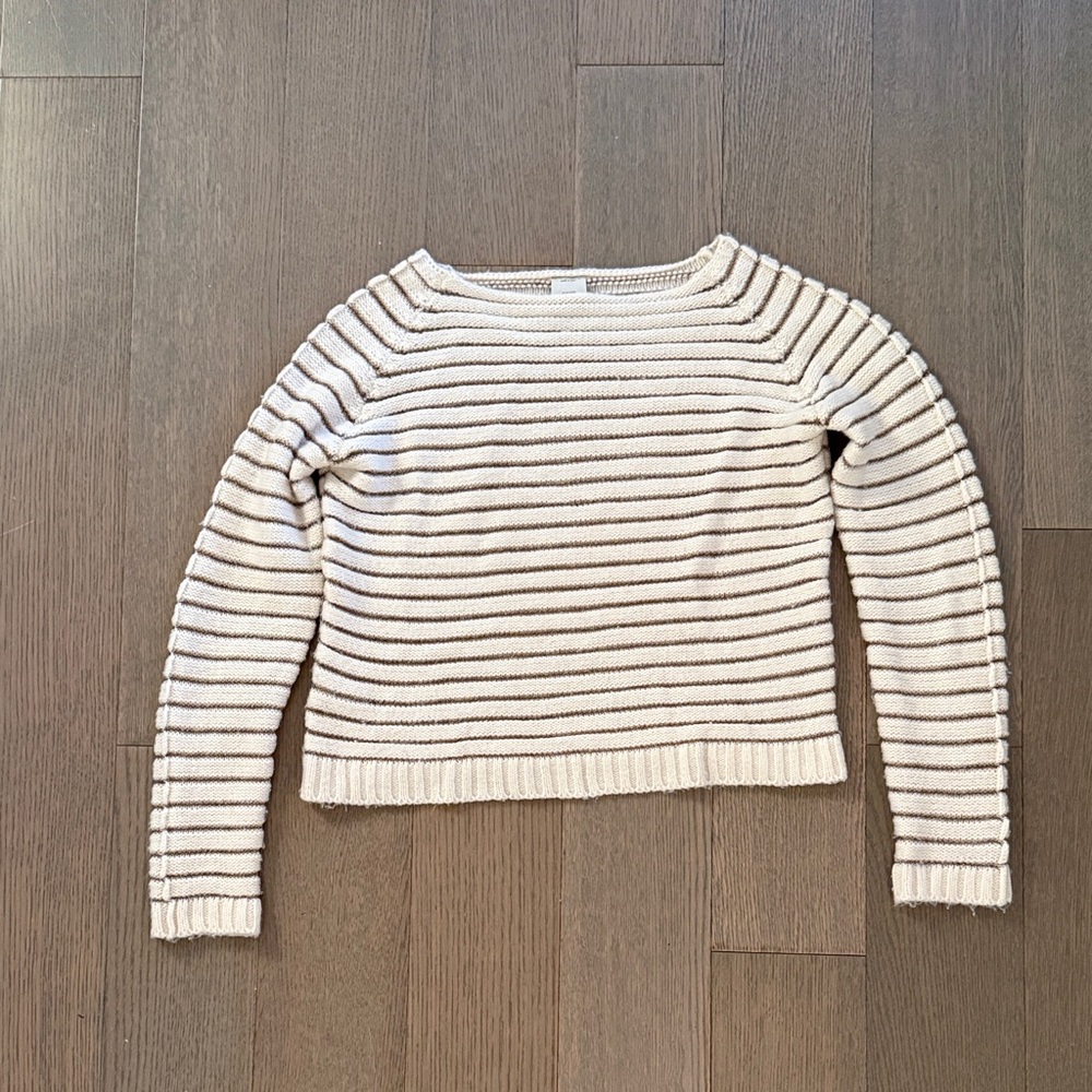 Pinko Cream and Gold Thread Striped Sweater